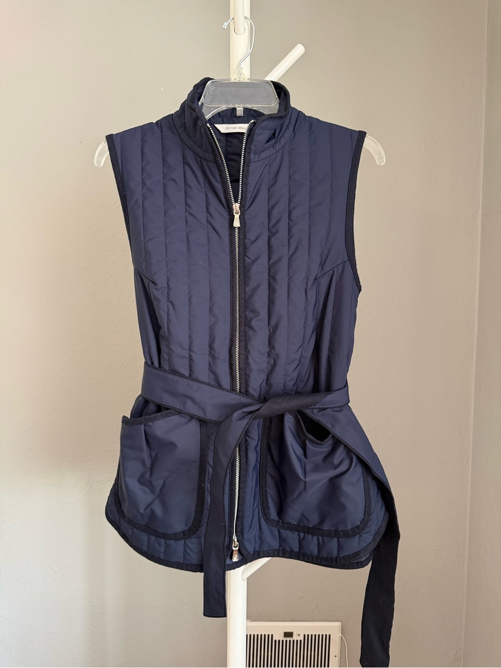 Peter Millar Navy Quilted Belted Vest